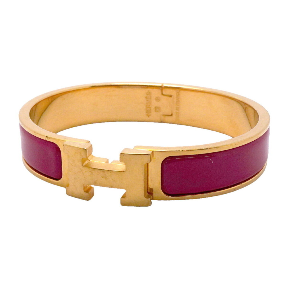 Hermes Bangle Clic Clac PM GP Plated Gold Red Women's OP026626